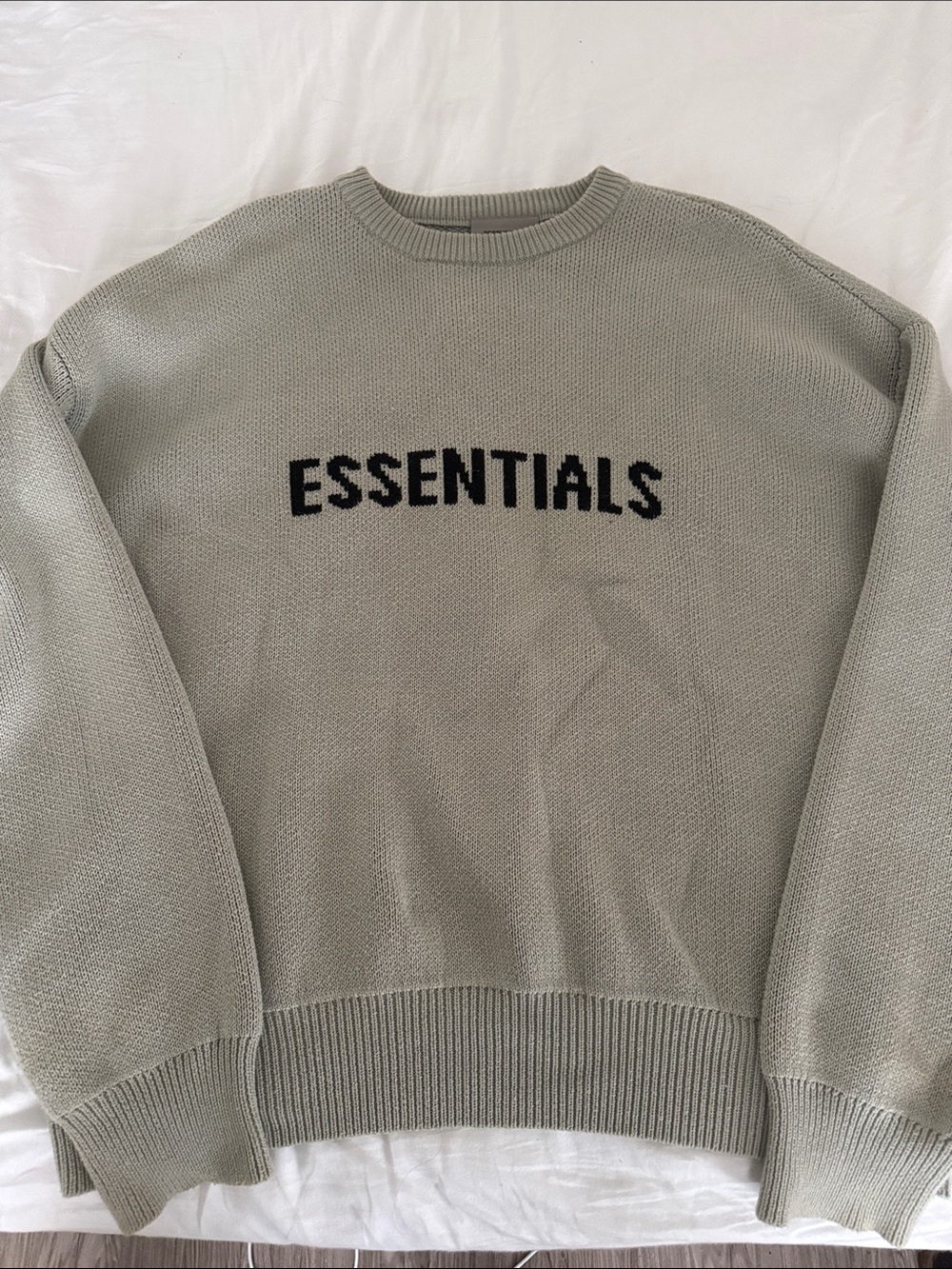 Essentials Crewneck Sweater in Light Gray with Black Logo